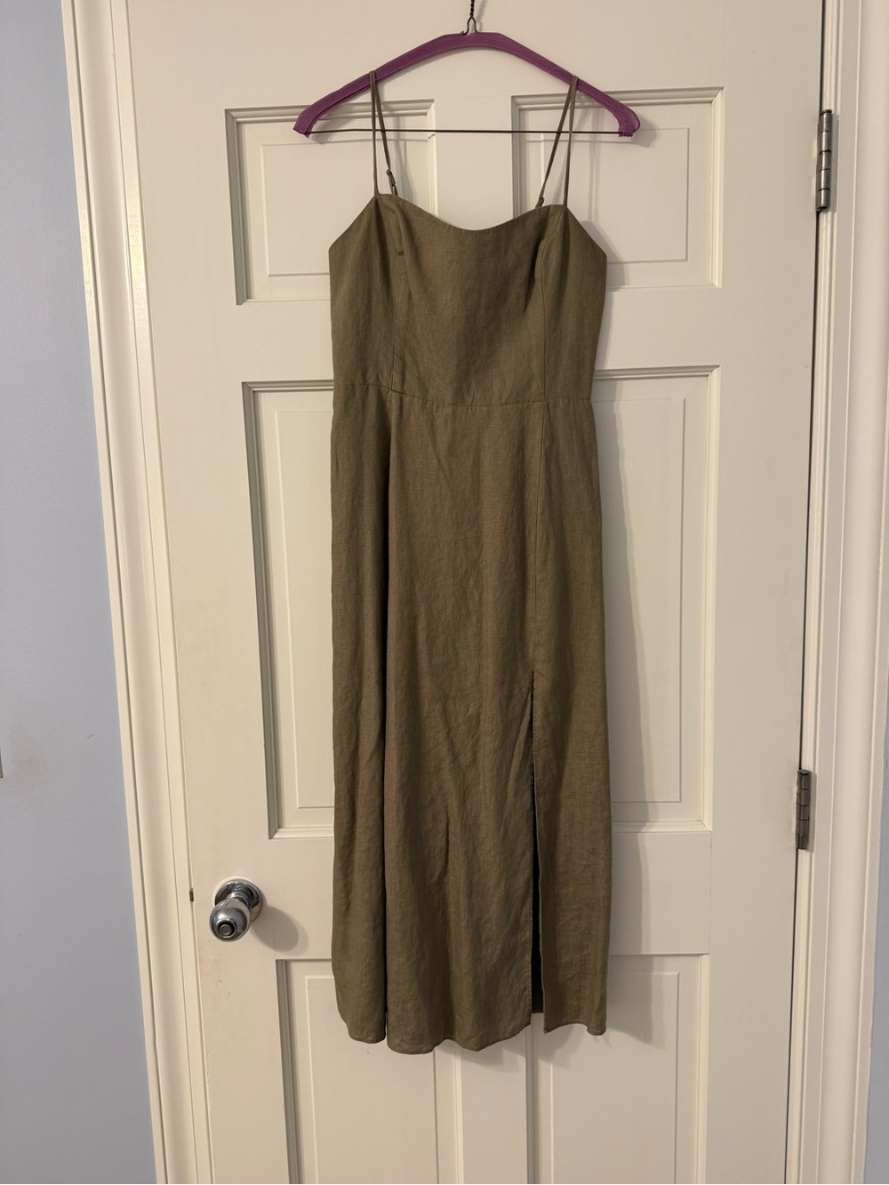Aritzia Wilfred Spaghetti Strap Midi Dress in Olive Green